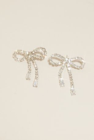 Rhinestone Bow Stud Earrings Image